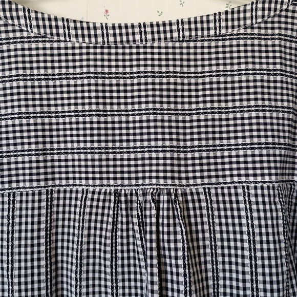 EUC Talbots Size 3X Tunic Top Blouse Black & White Check Trim Detail 100% Cotton - Picture 9 of 11